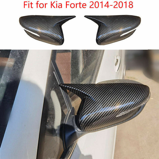 for Kia Forte K3 14-18 Carbon Fiber OX Horn Rear View Side Door Mirror Cover 2X