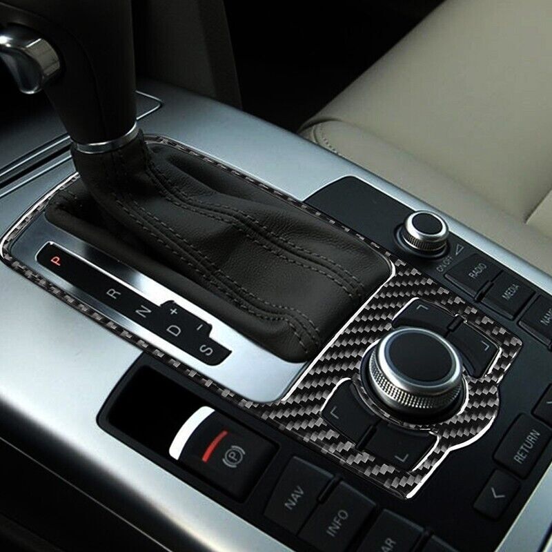 Real Carbon Fiber Car Gear Shift Panel Cover Trim for Audi for A6 S6 2005-2011 1PCS