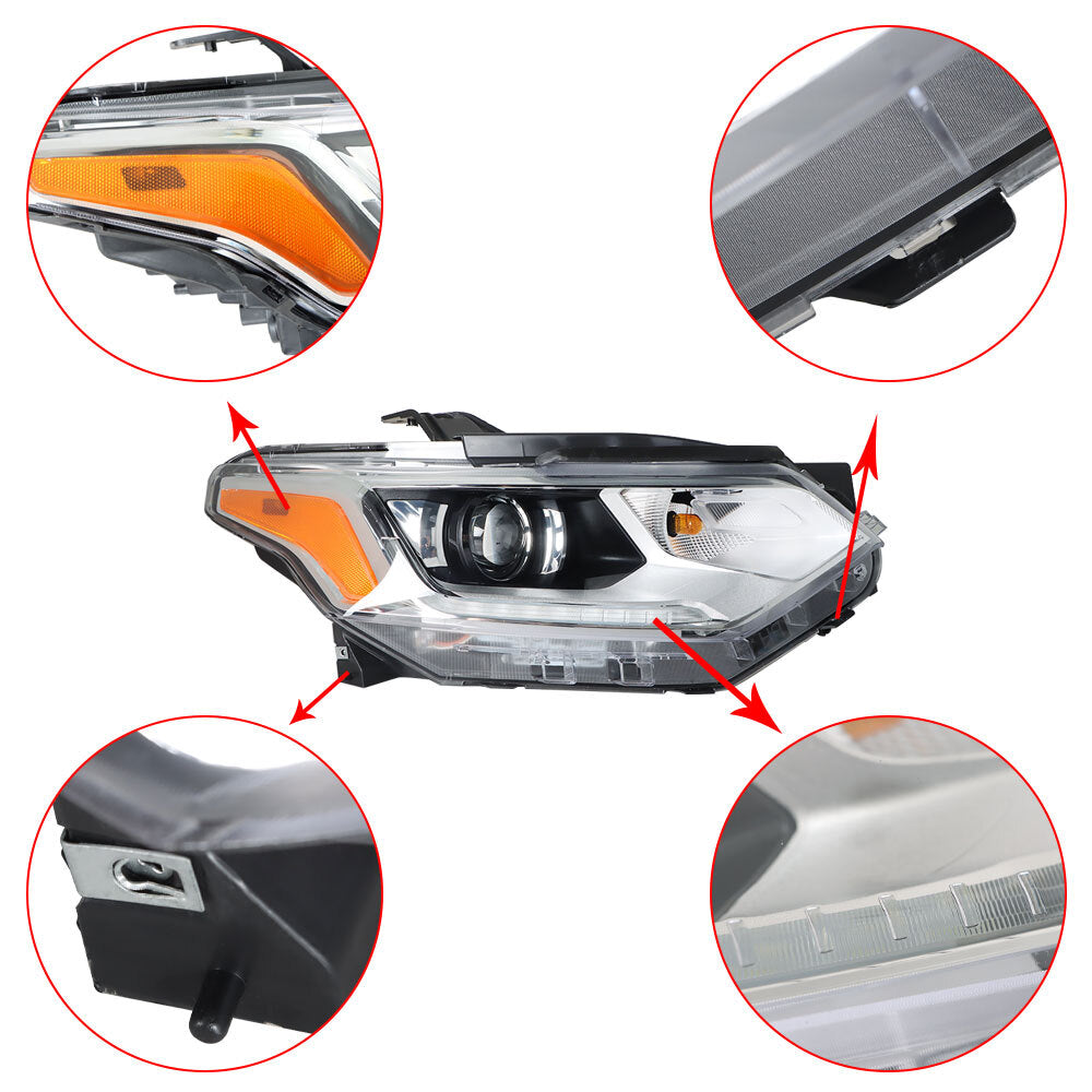 Suitable for Traverse 2018-2021 HID/Xenon LED DRL headlights, chrome right headlight - n