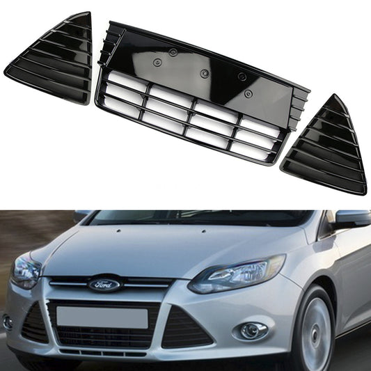 Package includes front bumper center lower grille insert and radiator grille trim for Ford Focus