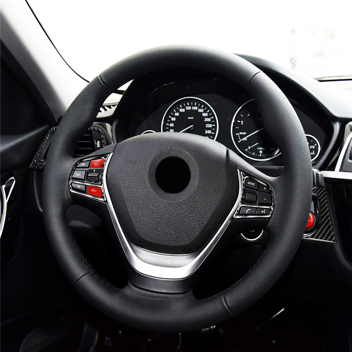 8¡ÁCarbon Fiber Steering Wheel Button Trim for BMW 3 4 Series F30 GT F34 2013-19