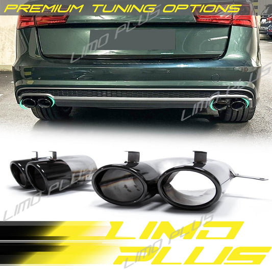S6 Style Exhaust Muffler Tips Black for Audi for A6 S-line Sline 2016-2018 Q