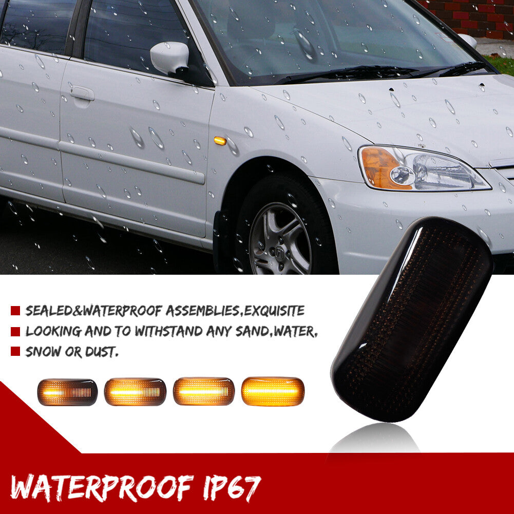 New Amber Dynamic Smoke LED Fender Side Marker Lights for for Honda for Civic Si CRV Jazz - v