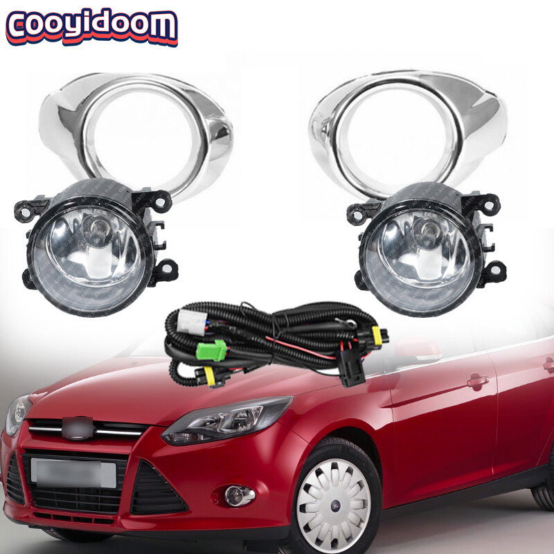 Fog light frame chrome fog light protector for Ford Focus 3 2012 - 2014, fog light wiring.