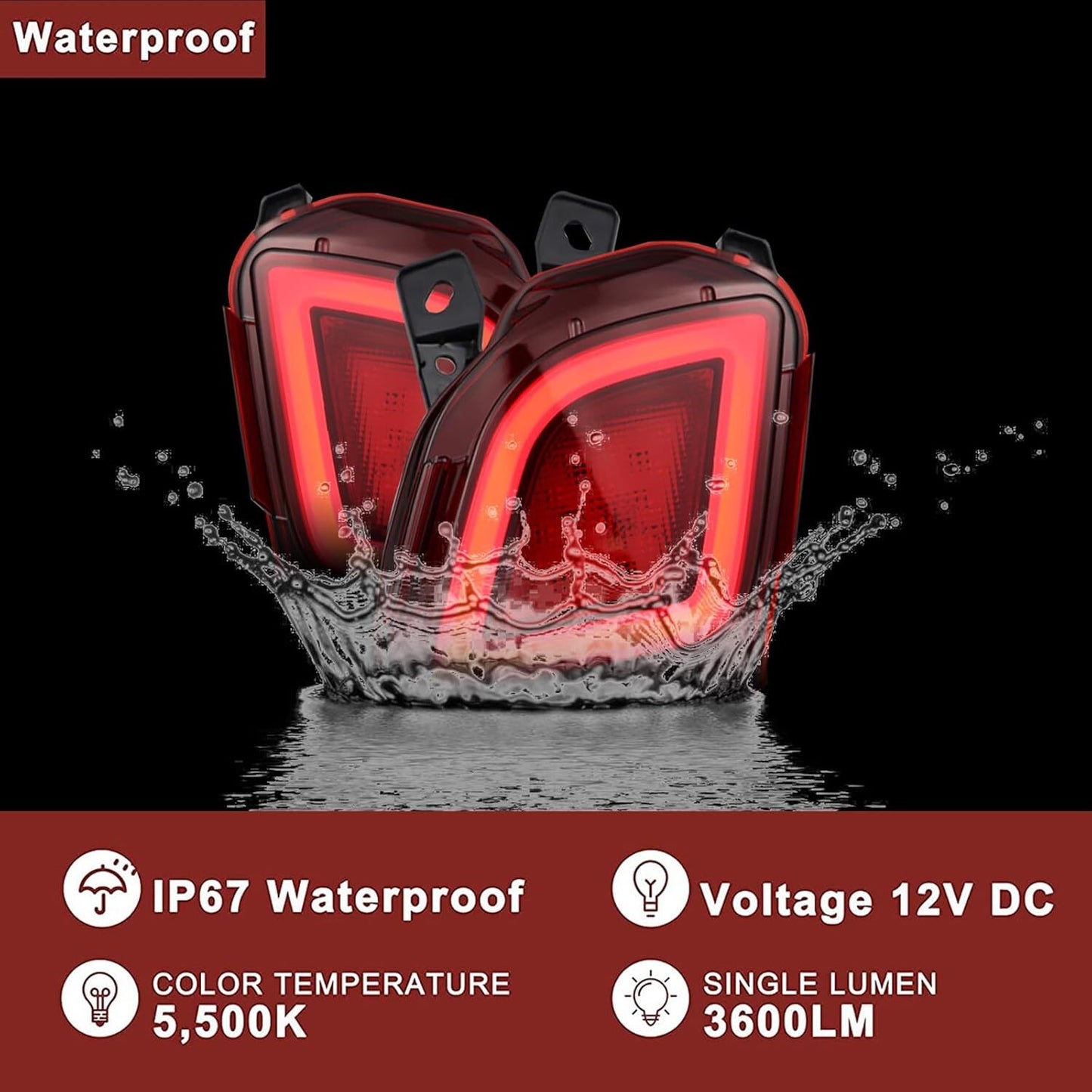 For Highlander 2014 2015-2019 LED Rear Light Bumper Lamp Reflector Brake n