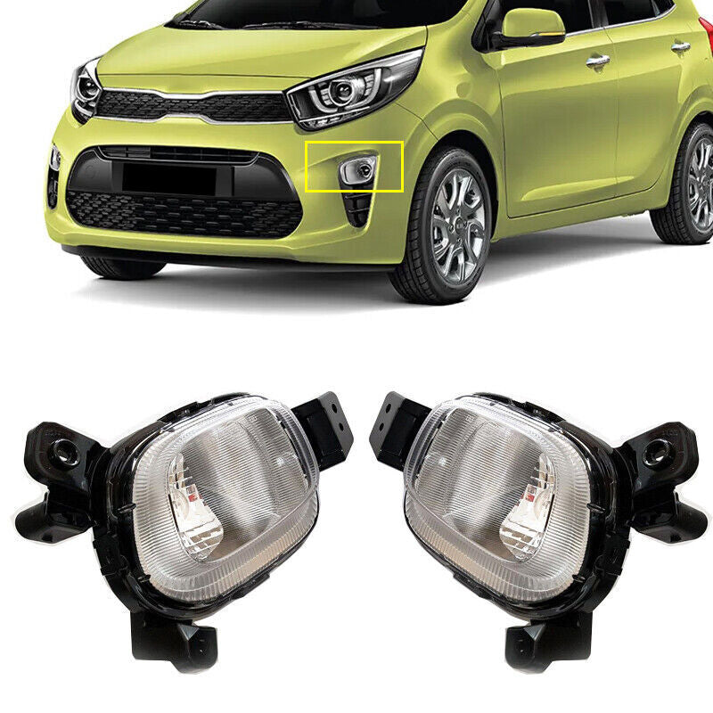 A pair of front bumper fog lights and daytime running lights for 2018 and 2019 for Kia Picanto.