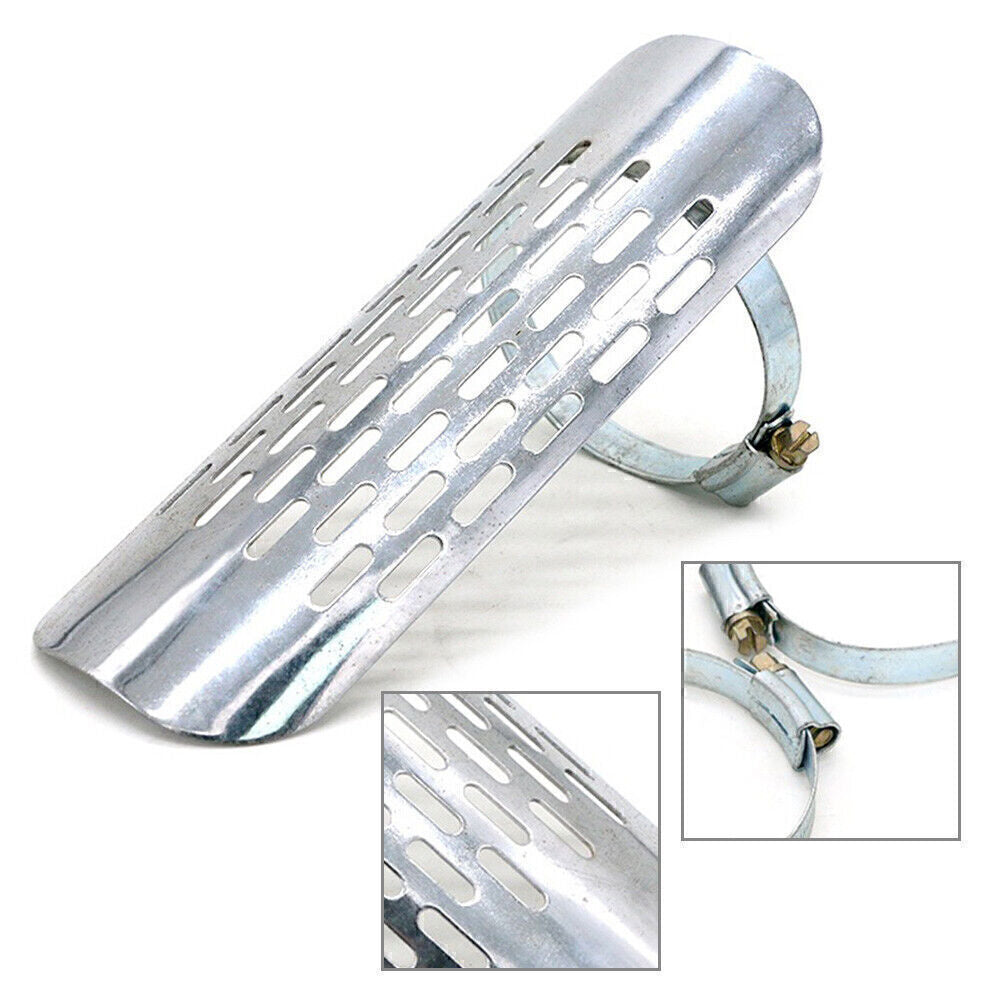 Universal Motorcycle Silver Exhaust Muffler Pipe Heat Shield Cover Heel Guard Q