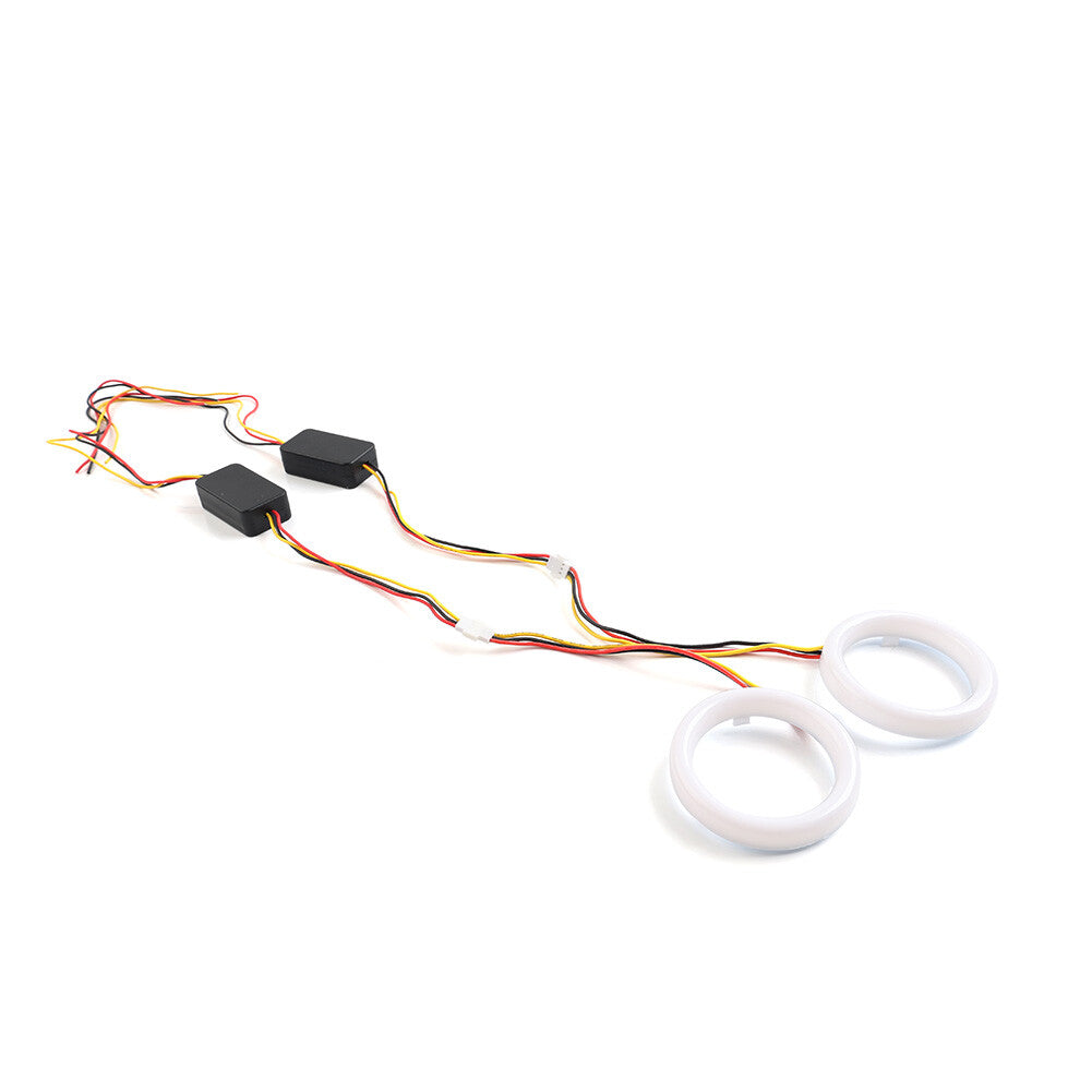 2x White Amber Switchback LED Angel Eyes Halo Rings Car Headlight Retrofit 60MM