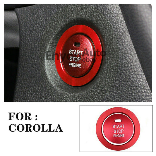 Red Aluminum Car Engine Start Stop Button Cover Trim for Toyota for Corolla 2019-22