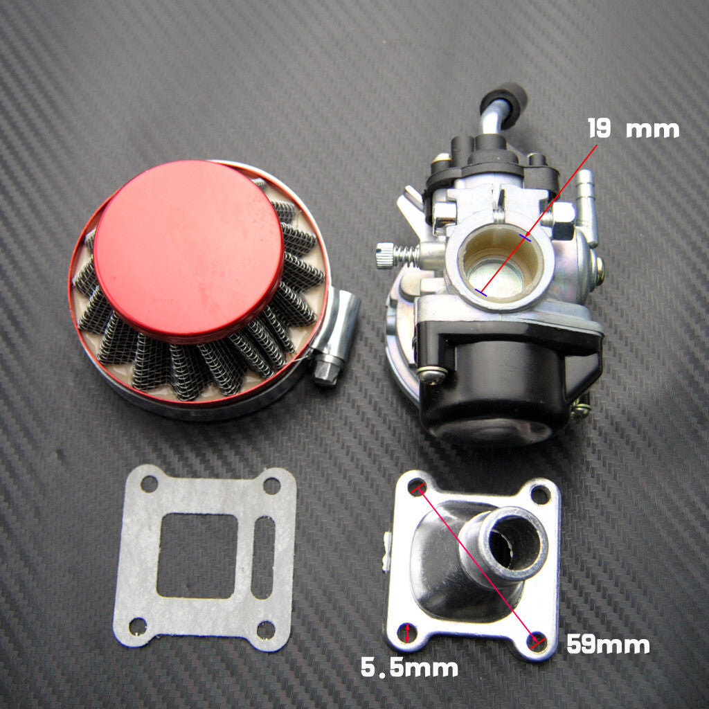 High-performance 2-stroke carburetor suitable for 49cc, 60cc, and 80cc electric bicycles.
