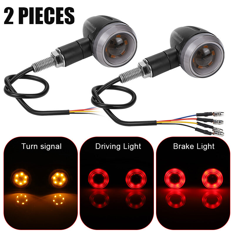 2X Amber/Red Motorcycle LED Turn Signals Blinker Brake Running Light Indicator
