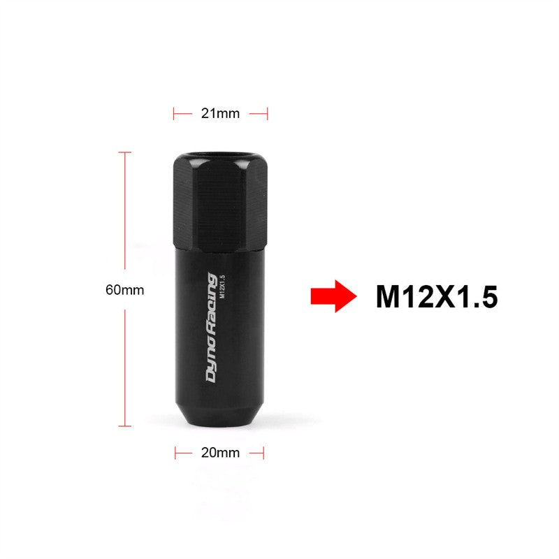 M12X1.5 20Pcs 60MM Extended Tuner Racing Wheel Lug Nuts Forged Aluminum Black Q