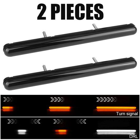 2X 9 LED Flowing Turn Signal Rear Tail Light Bar Strip DRL Truck White/Yellow