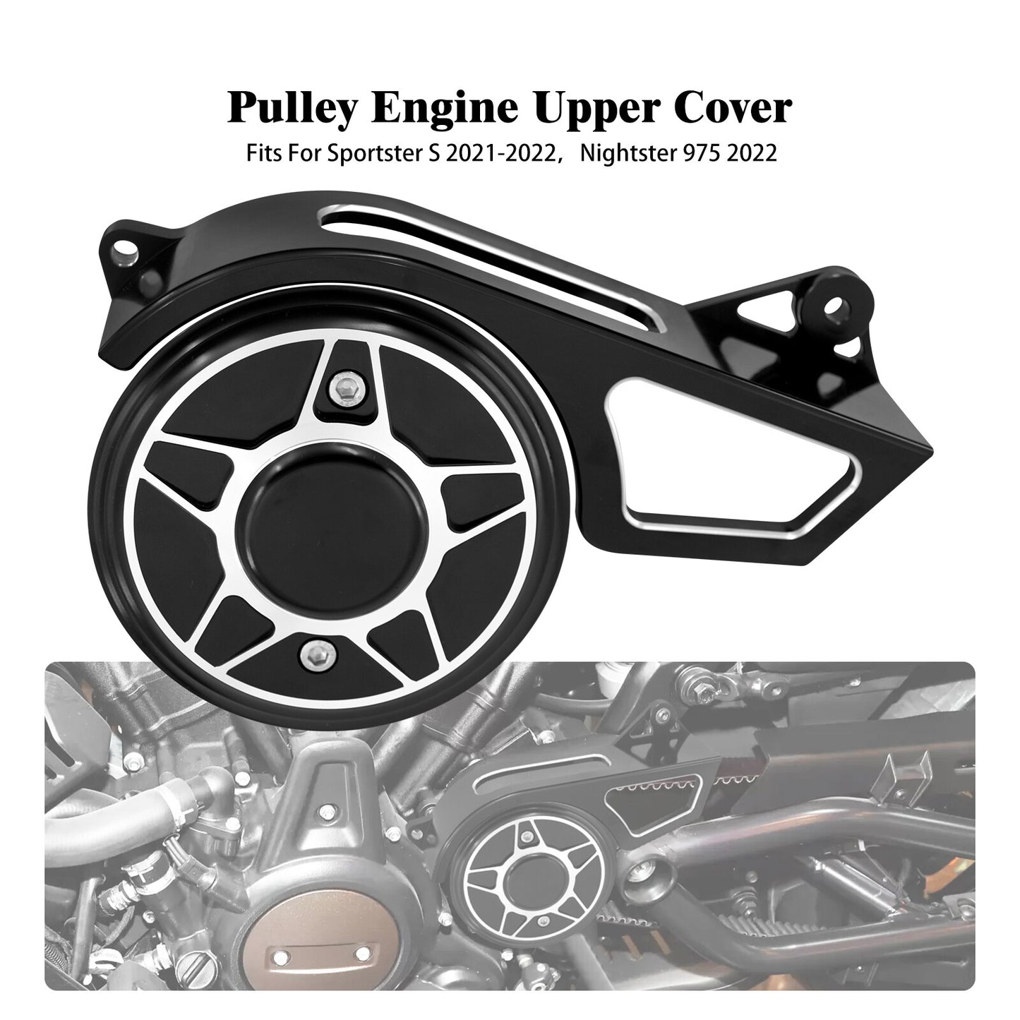Black Side Sprocket Pulley Engine Cover for Harley Sportster S RH1250S 2021-2023 Q
