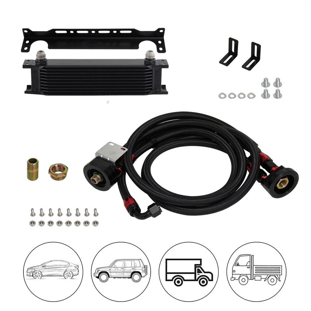 Universal 10 Row AN10 7/8-14 UNF Oil Cooler Kit Relocation Adapter Bracket Kit