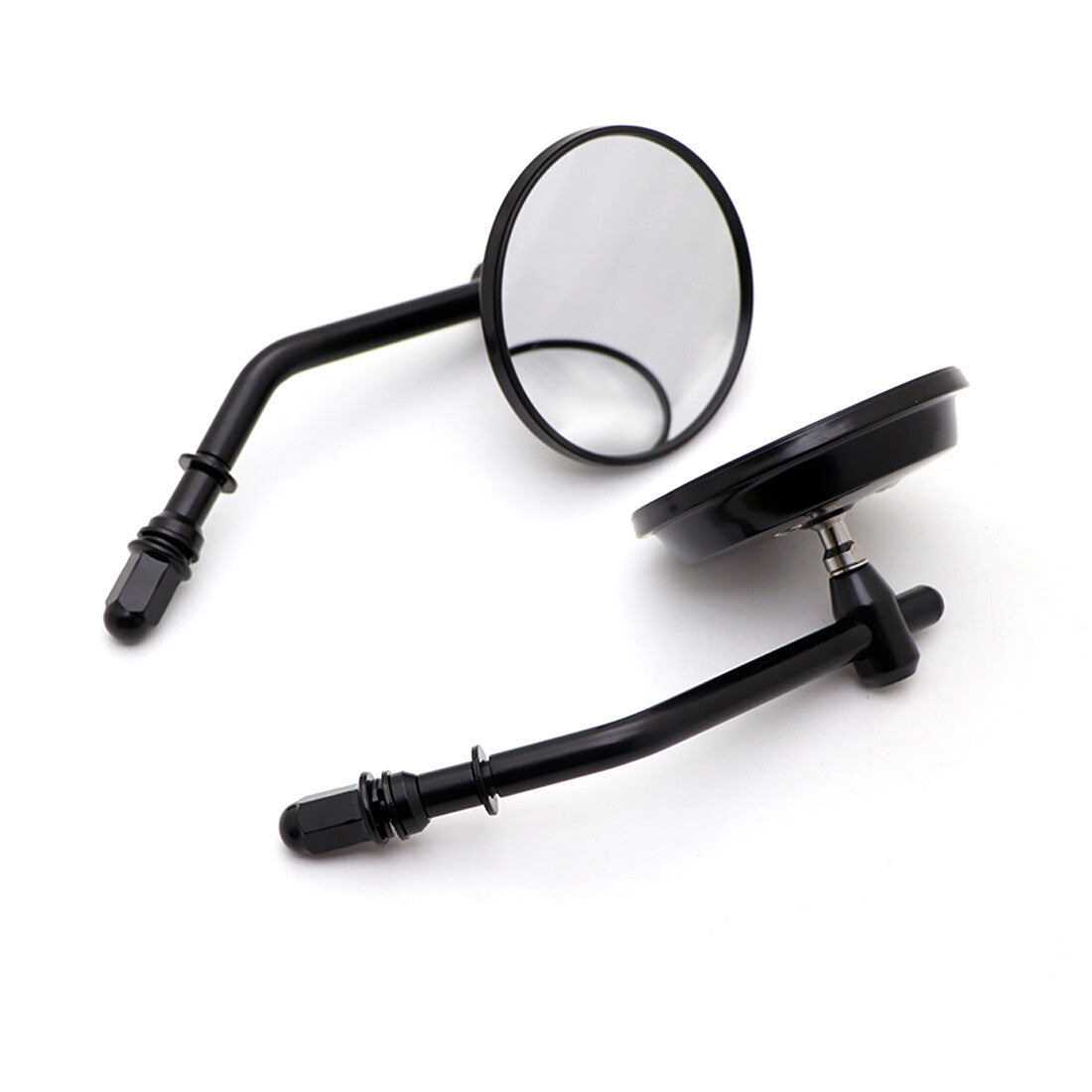 3 Black Round Rear View Side Mirrors for Harley dyna Fatboy Softail Sportster Q