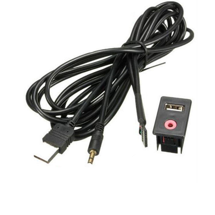 Car Headphone Jack Mounting Panel Dash Dock Input Lead Flush Mount 3.5mm AUX USB