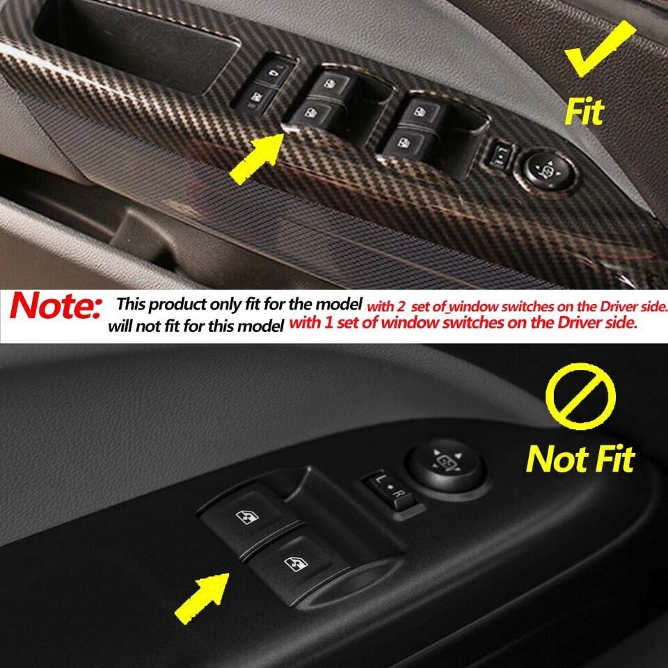 Red Carbon Fiber Window Lift Switch Trim for Chevrolet Colorado for GMC for Canyon 15-22