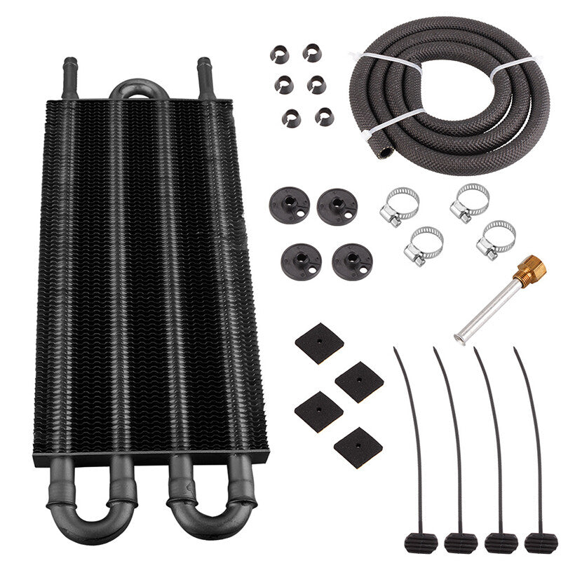 4 Row/Pass Tube Fin Transmission Oil Cooler Kit Universal for 5/16 Cooler line