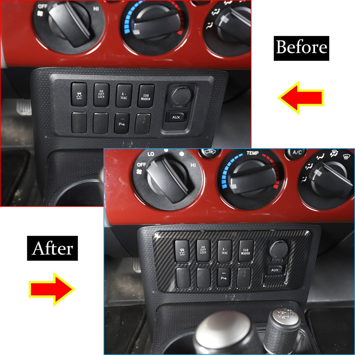 Carbon fiber exterior air conditioning mode panel trim for FJ Cruiser 2007-21 n