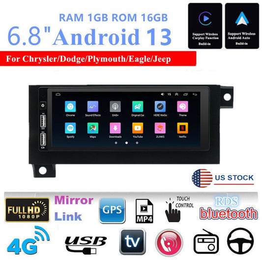 For Old for Chrysler for Dodge for Jeep for Plymouth Carplay Stereo Radio Head Unit 6.8 US Stock