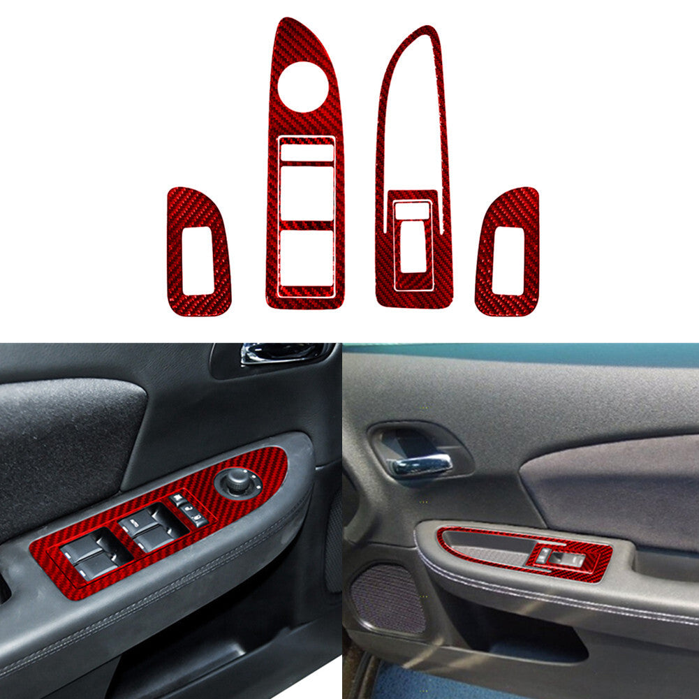 Red Carbon Fiber Central A/C Switch Panel Cover Trim For TUNDRA 2014-2018 v