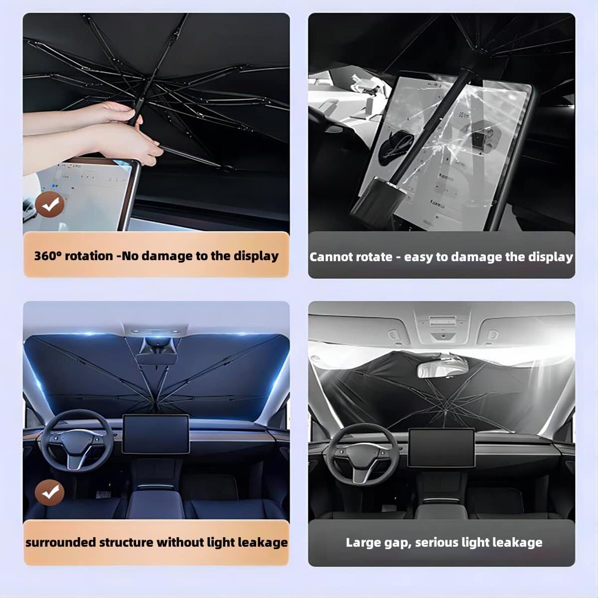 Car Windshield Sun Shade Umbrella for Tesla Model 3/Y Front Window Cover Visor
