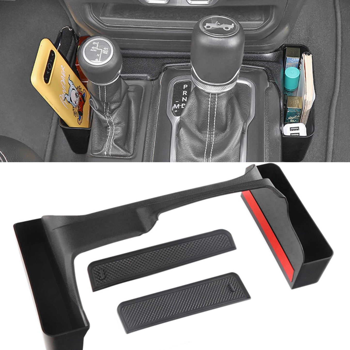3-Piece for Jeep for Wrangler JL Gear Shift Console Tray Storage Box for 2018-2023