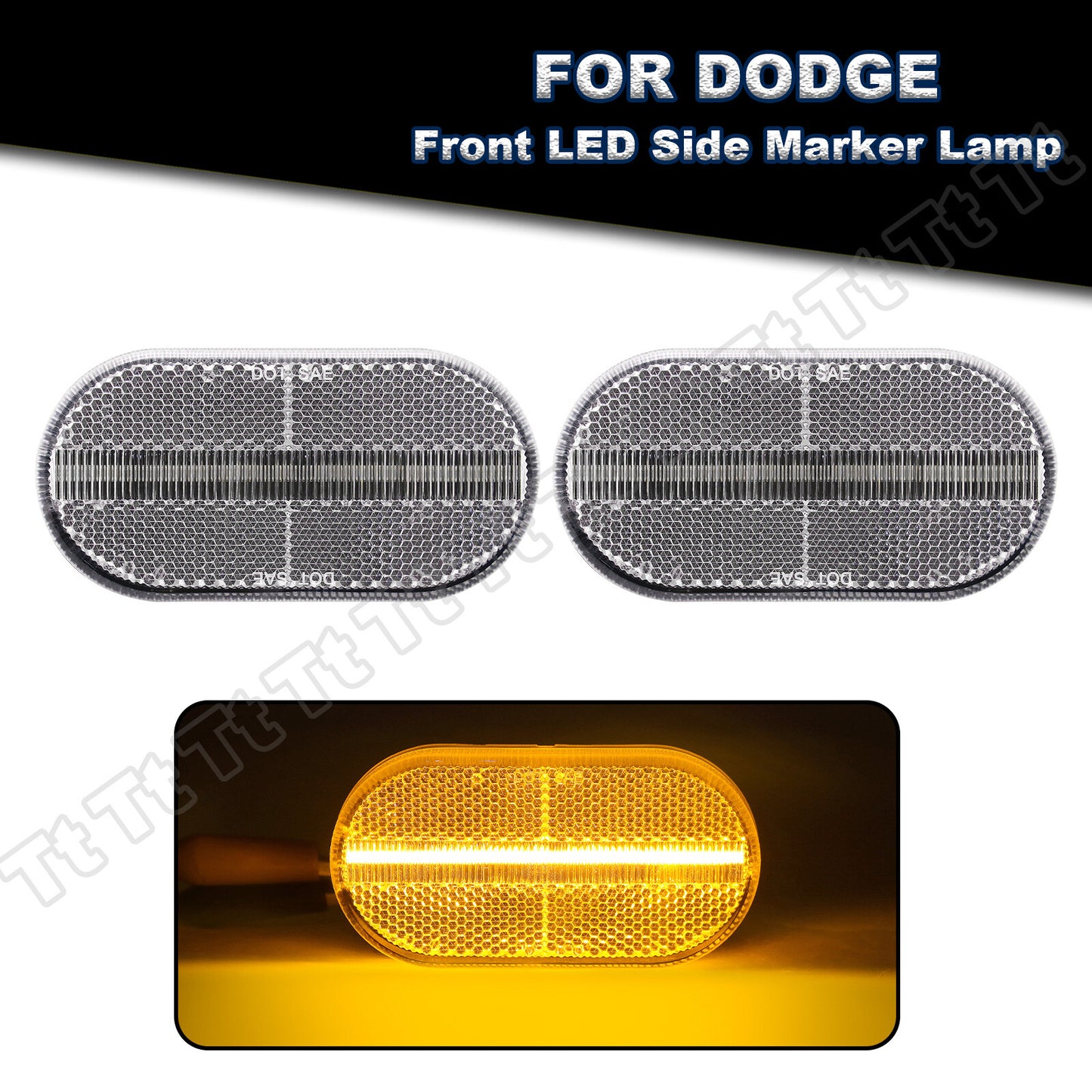 For 92-02 for Dodge VIPER GTS SRI SRII LED Side Marker Turn Signal Light Clear Lens - v