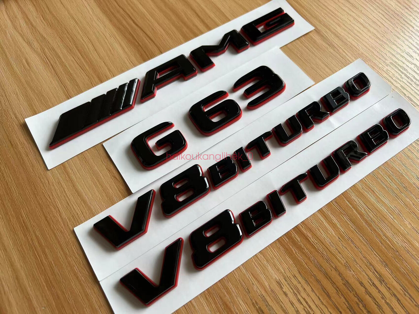 Black and red G63 AMG V8 BITURBO badge stickers for Mercedes-Benz G63