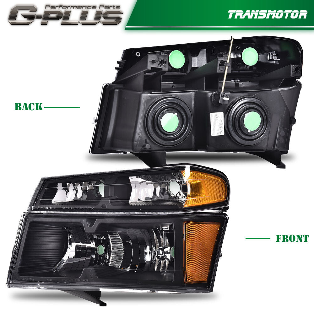 Fits 2004 - 2012 for GMC for Canyon for Colorado Pair of Headlights Front Bumper Lights - v