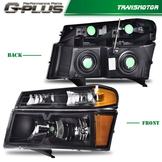 Fits 2004 - 2012 for GMC for Canyon for Colorado Pair of Headlights Front Bumper Lights - v