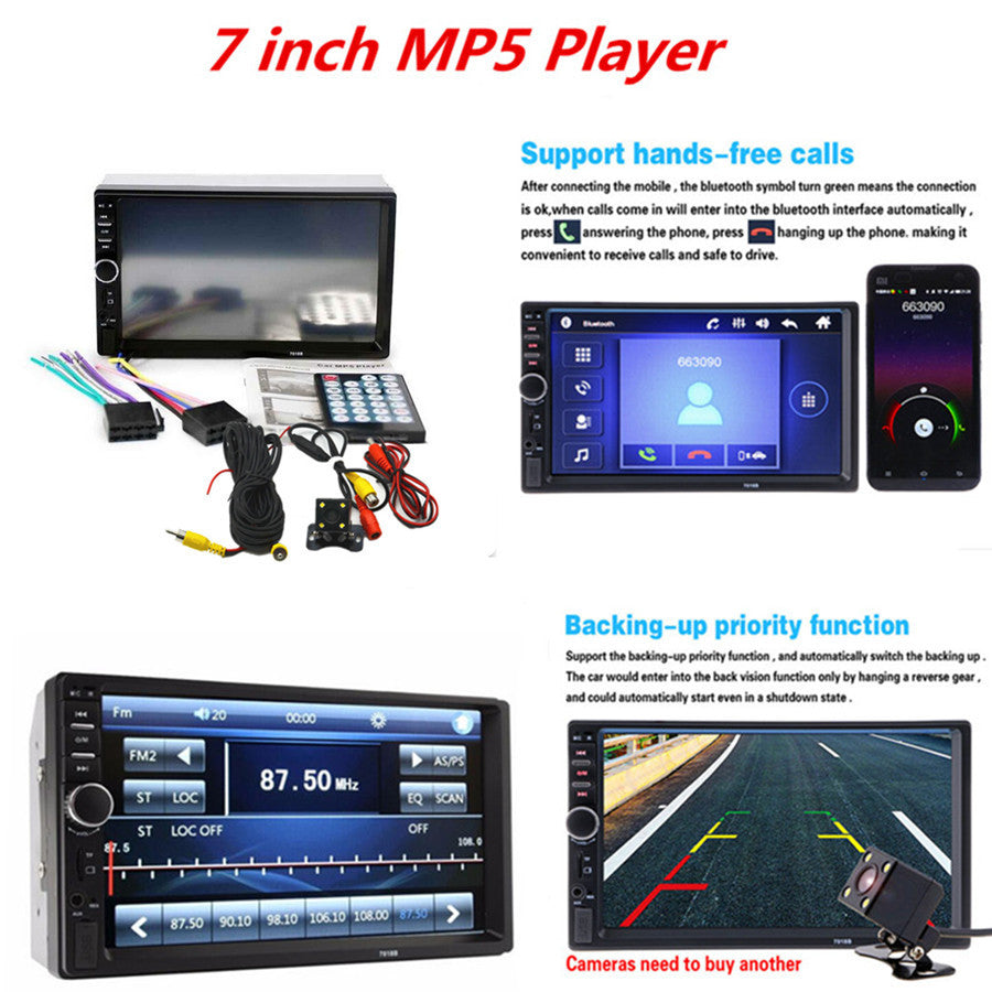 Car 7 Bluetooth Audio Touch Screen Radio Audio Stereo MP5 Player USB SD Support