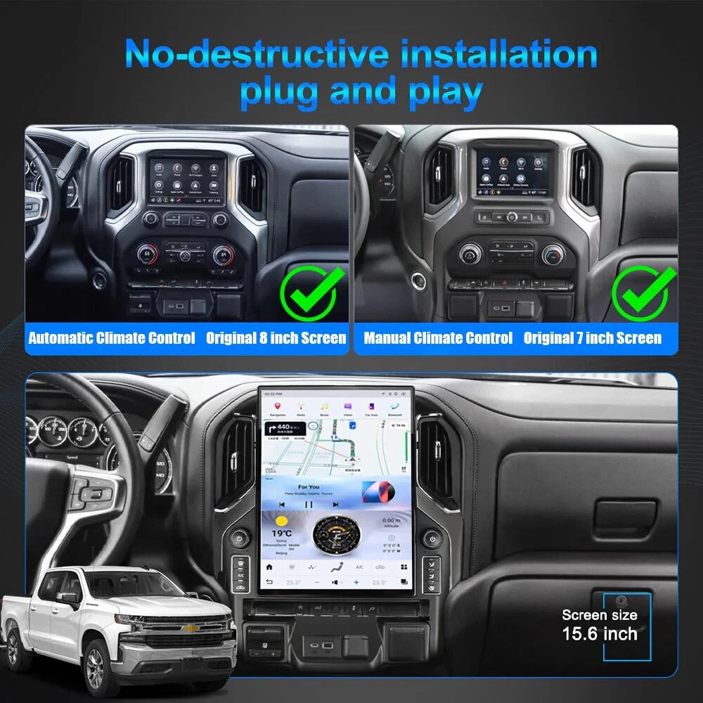 15.6 Android Navigation Car GPS Stereo Radio for Chevrolet Silverado for GMC for Sierra