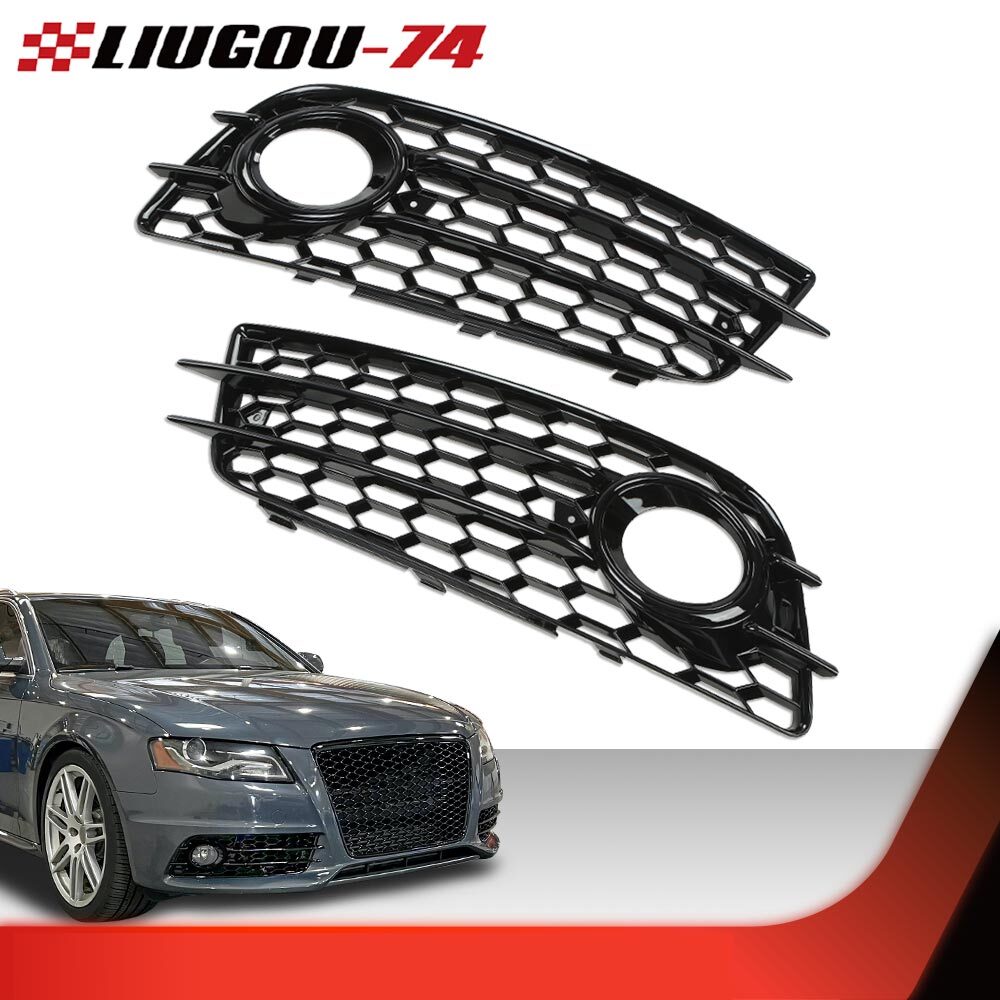 Fit Fit for Audi A4 B8 S S4 Bumper 08-12 Honeycomb Fog Lamp Cover Grille - v