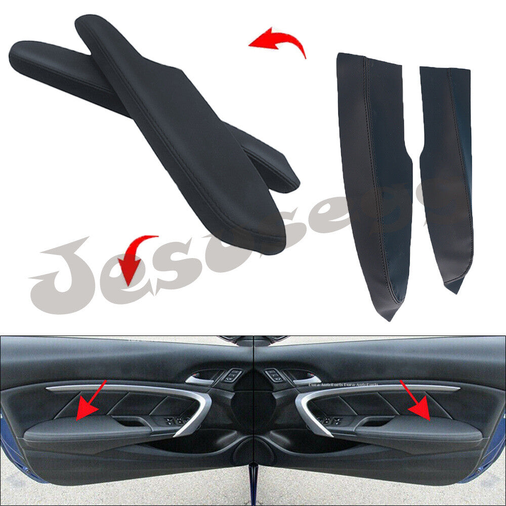 Pair Door Panels Armrest Cover For 2006-11 for Honda for Civic Replacement Vinyl Black Q