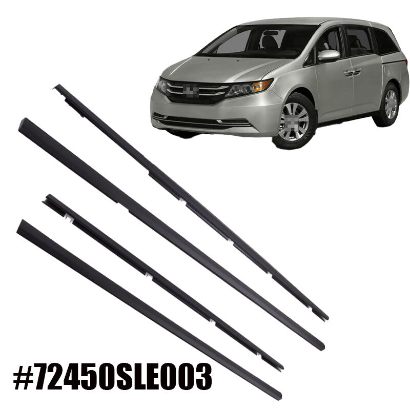 4-pack Weatherstrip window sealant 72450SLE003 PVC, suitable for Honda Odyssey 2009-2014.