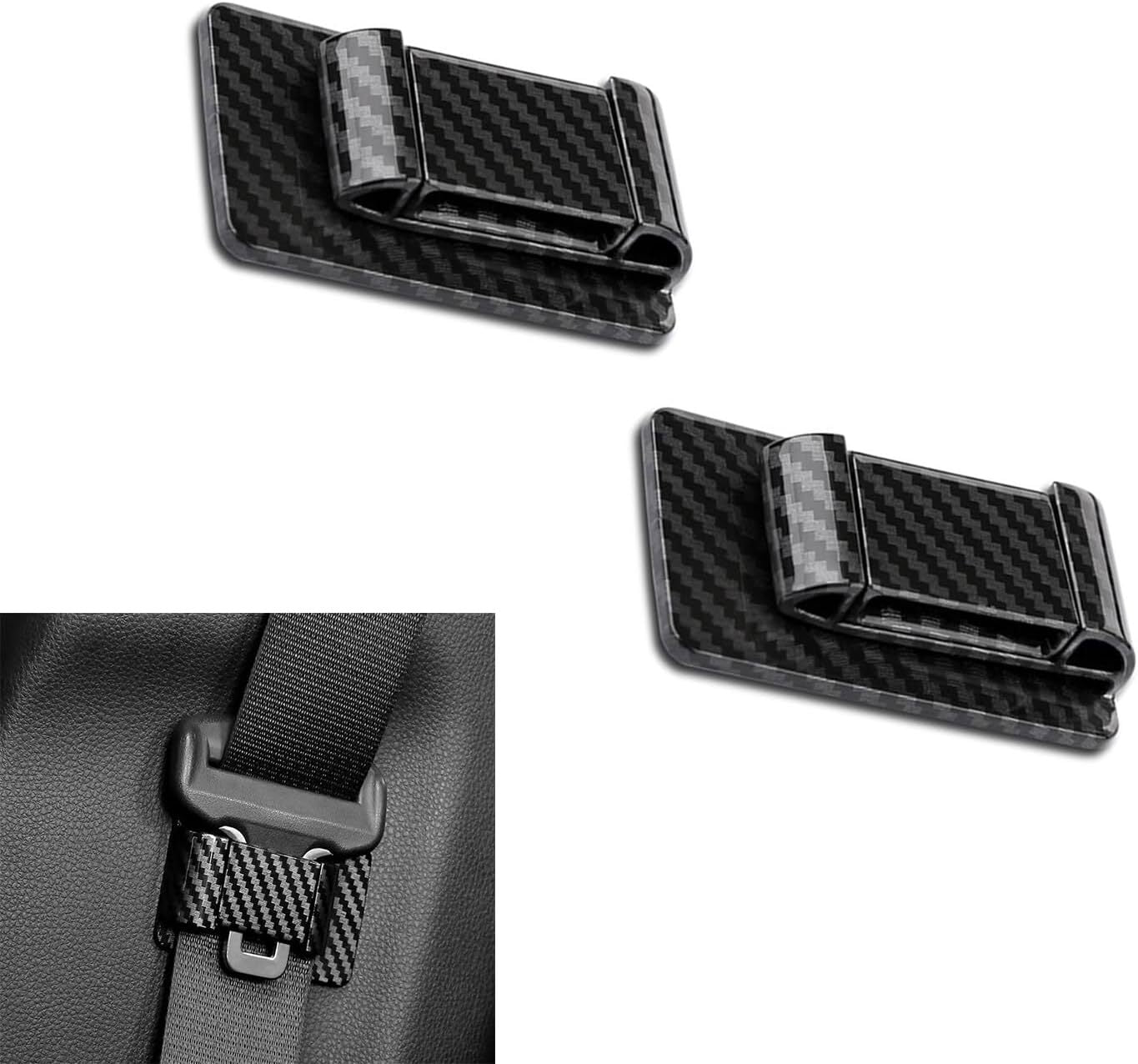 1-2Pcs Carbon Fiber Car for Seat Belt Stabilizer Limiter Auto Interior Universal Q