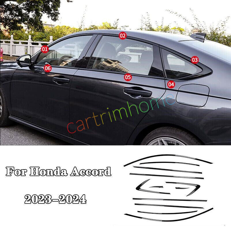 23-25 Fit for Honda Accord Black Car Window Molding Trim Stainless Strip B n