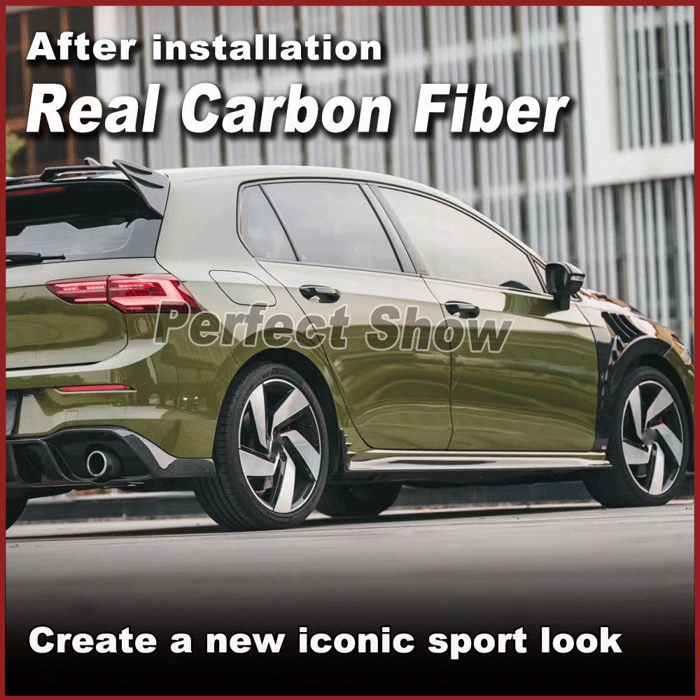 for Volkswagen for VW for Golf 8 GTI 2021-23 REAL Carbon Side Skirt Extension Lip Addons