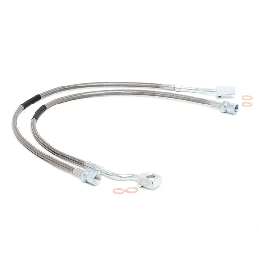 2PCS 89370 Front Steel Extended Brake Lines for Chevy Silverado 1500 2/3500 HD Q