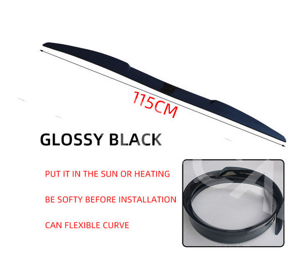 Car Rear Roof Lip Spoiler Tail Trunk Wing Sticker Gloss Black 115cm Accessory
