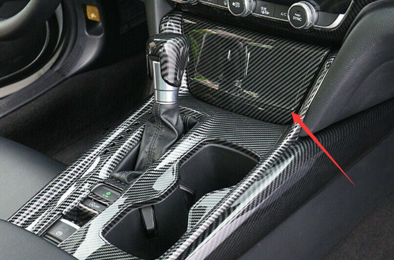 For 2016-2018 for RAV4 Carbon Fiber Inner Console Gear Shift Cover Trim 2P v