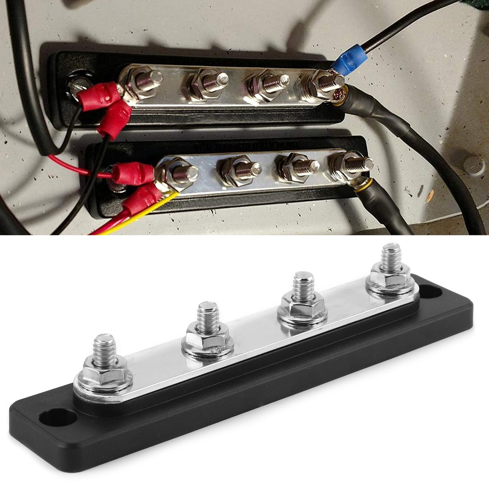 Hot Bus Bar 4Point Power Cable Terminals 100A Busbar Board Part For Trucks RVs