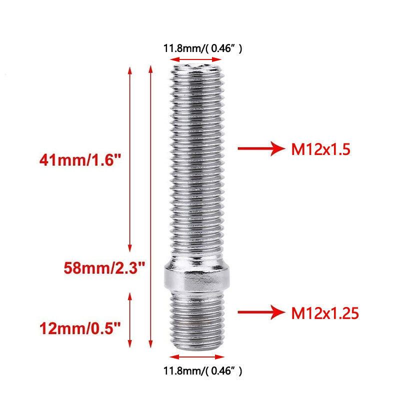 20x Extended Wheel Stud Converter Lug Bolt Screw Adapter Kit M121.25 to M12x1.5
