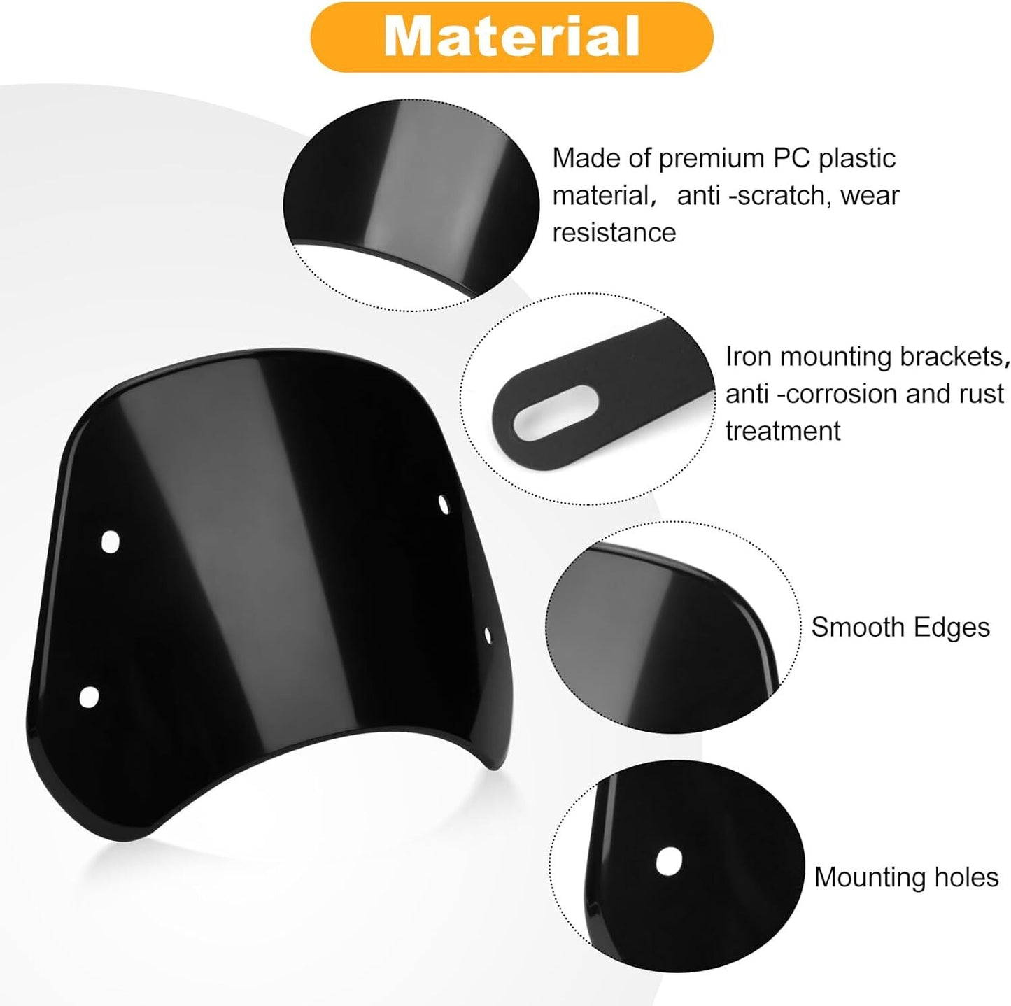 Suitable for Harley Sportster 883 5-7'' headlights, windshield deflectors, black - n