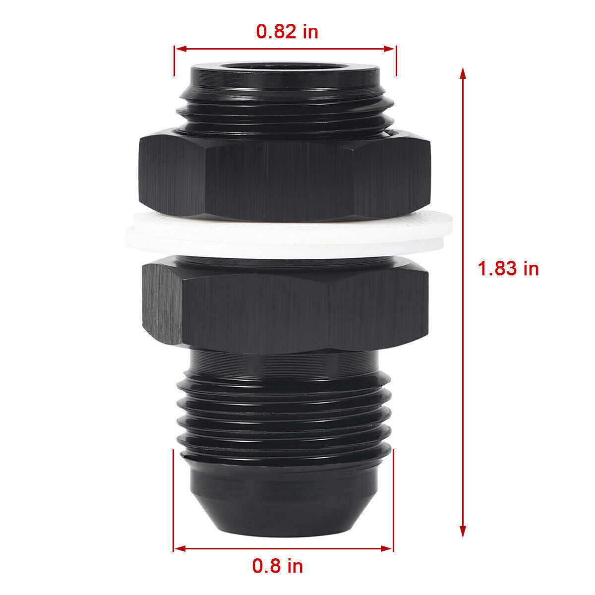 4Pcs Black 10 AN AN10 Flare Fuel Cell Bulkhead Fitting With Teflon Washer AN10