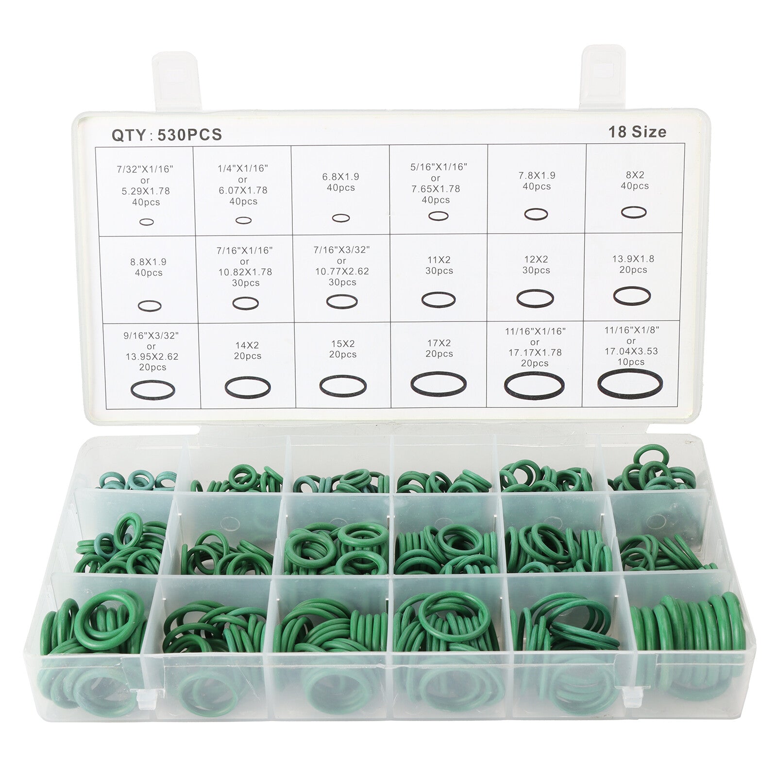 530-piece pack of new green rubber automotive air conditioning compressor O-ring seals Q