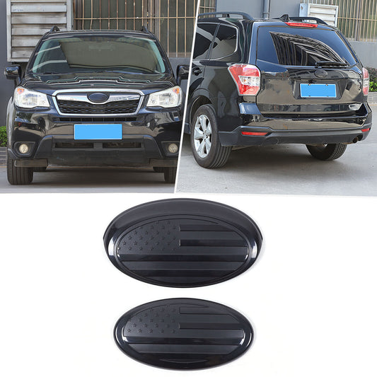 Front grille badge, rear American flag badge, suitable for Subaru Forester 2013-2018. 2 pieces.