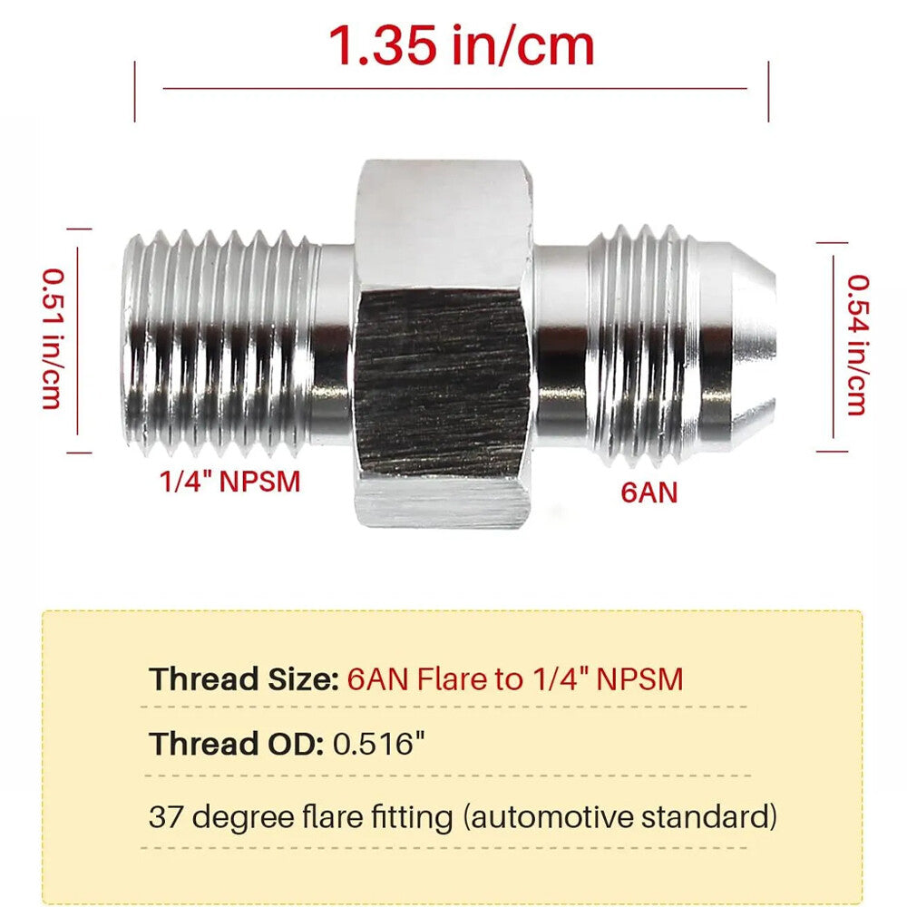 2 x 6AN Transmission Oil Cooler Adapter Fittings For GM Turbo 350,400,700R,4L60E